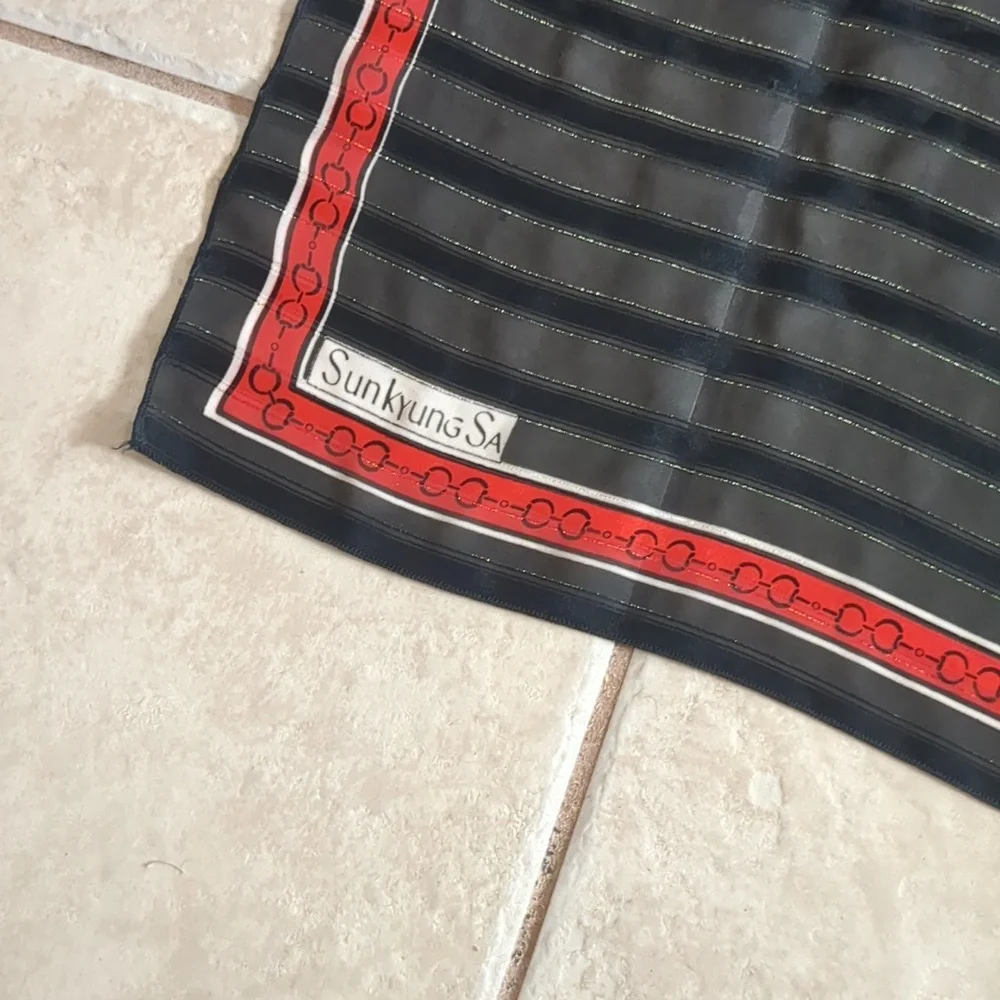 Vintage Sunyung Sa Black & Red Scarf 29x29